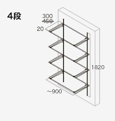 南海プライウッド 可動棚セット Bタイプ 2段 D300 KTB2D3-W-LW